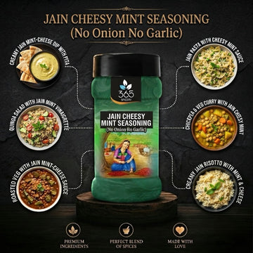 Jain Cheesy Mint Seasoning | No Onion No Garlic | Jain-Friendly | Gluten-Free | Street Food Flavour | 365 Spicery