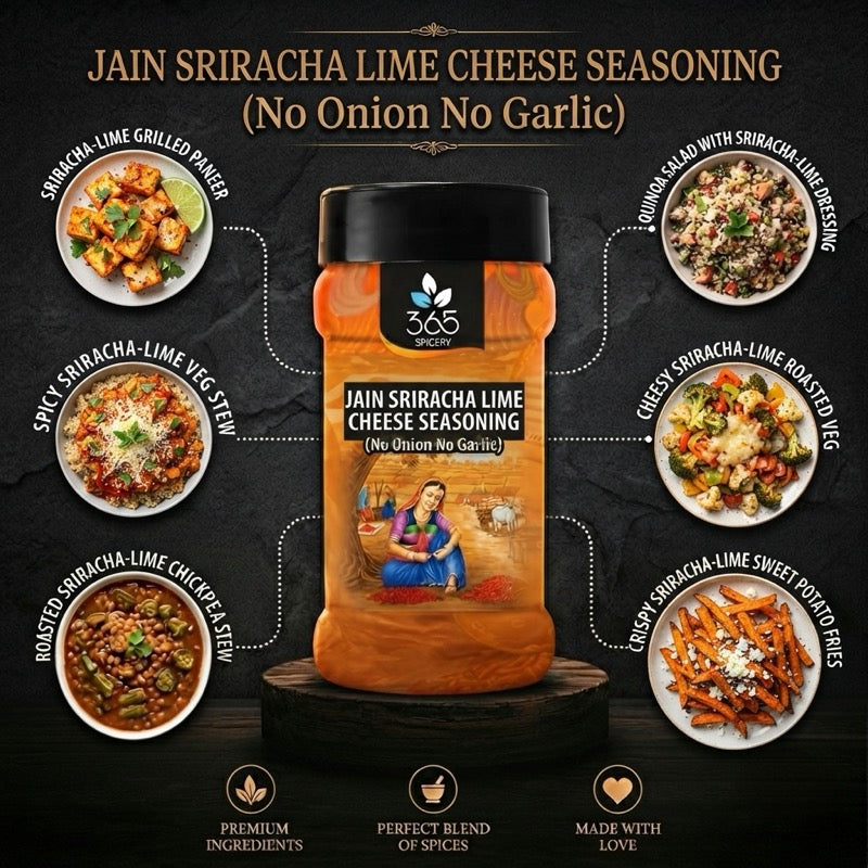 Jain Sriracha Lime Cheese Seasoning | No Onion No Garlic | Jain-Friendly | No Artificial Flavours | For Fries | 365 Spicery