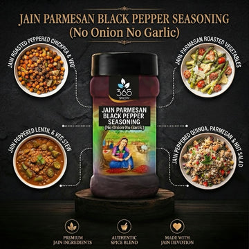 Jain Parmesan Black Pepper Seasoning | No Onion No Garlic | Jain-Friendly | Gluten-Free | For Pasta | 365 Spicery