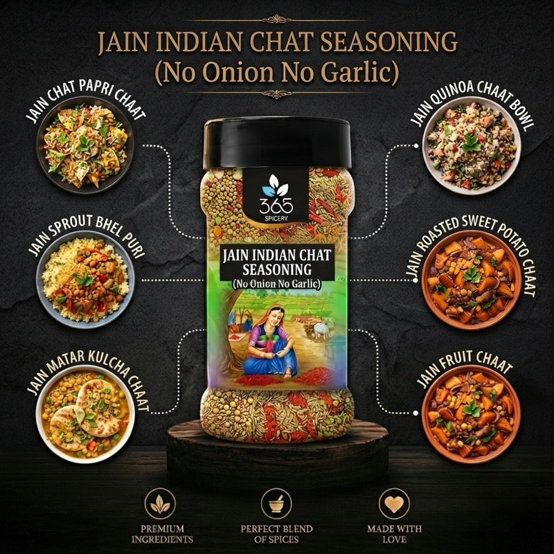 Jain Indian Chat Seasoning | No Onion No Garlic | Jain-Friendly | No Artificial Colours | For Street Food | 365 Spicery
