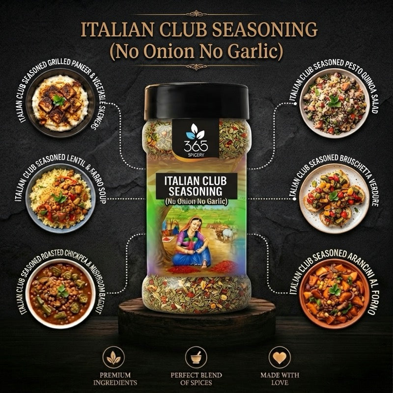 Jain Italian Club Seasoning | No Onion No Garlic | Jain-Friendly | Natural Ingredients | For Pasta | 365 Spicery