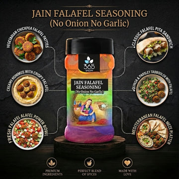 Jain Falafel Seasoning | No Onion No Garlic | Jain-Friendly | Middle Eastern Snack Mix | Vegan | 365 Spicery