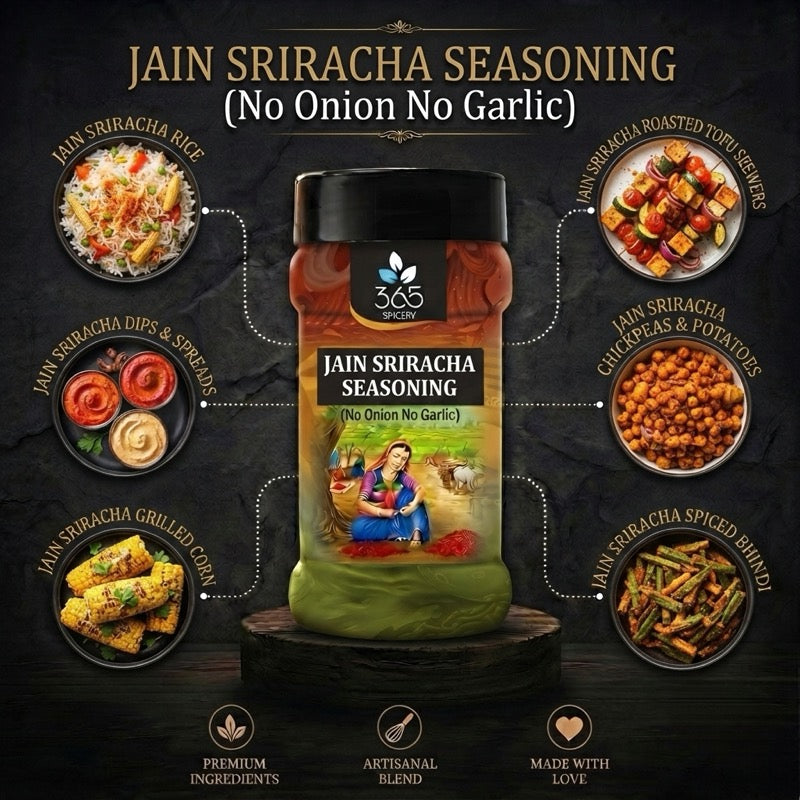 Jain Sriracha Honey Hot Chilli Seasoning | No Onion No Garlic | Jain-Friendly | Sweet Heat | 365 Spicery