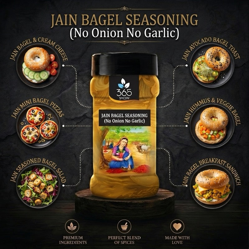 Jain Bagel Seasoning | Crunchy Savoury Topping | No Onion No Garlic | No Artificial Colours | 365 Spicery