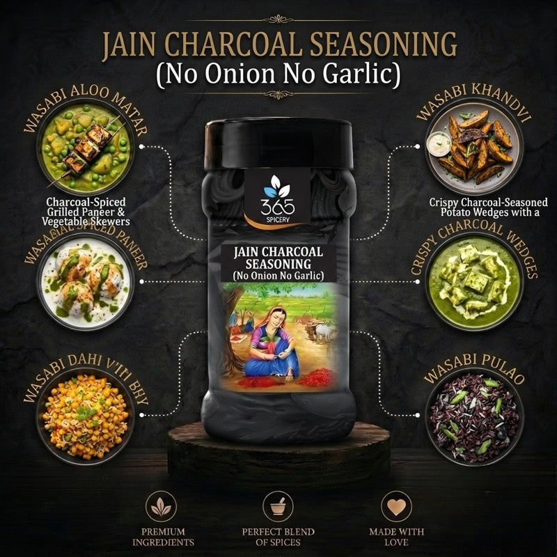 Jain Charcoal BBQ Seasoning | No Onion No Garlic | Jain-Friendly | No Artificial Colours | Vegan | 365 Spicery