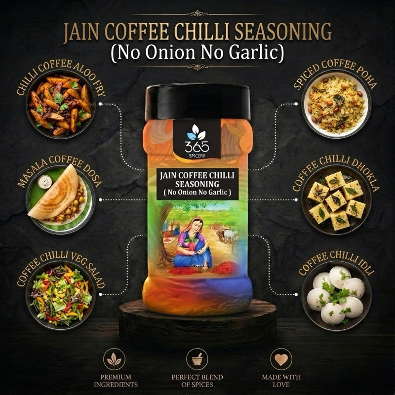 Jain Coffee Chilli Seasoning | Bold Fusion Flavour | No Onion No Garlic | No MSG | Jain-Friendly | 365 Spicery