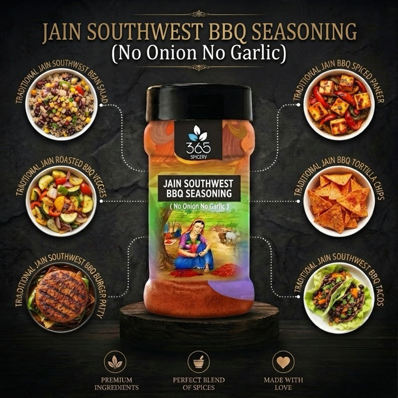 Jain Southwest BBQ Seasoning | Smoky & Spicy Blend | No Onion No Garlic | Vegan | Jain-Friendly | 365 Spicery