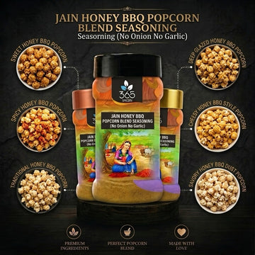 Jain Honey BBQ Popcorn Blend | Sweet & Smoky | No Onion No Garlic | Vegan | Jain-Friendly | 365 Spicery