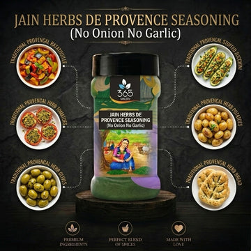 Jain Herbs De Provence | Classic French Herb Mix | No Onion No Garlic | Vegan | Jain-Friendly | 365 Spicery