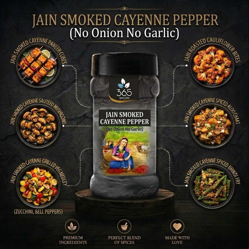 Jain Smoked Cayenne Pepper | No Onion No Garlic | Jain-Friendly | No Artificial Colours | For Fries | 365 Spicery