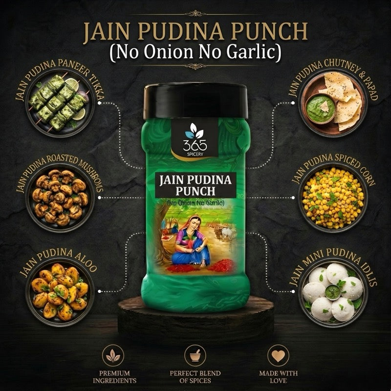 Jain Pudina Punch | No Onion No Garlic | Jain-Friendly | Natural Ingredients | For Street Food | 365 Spicery