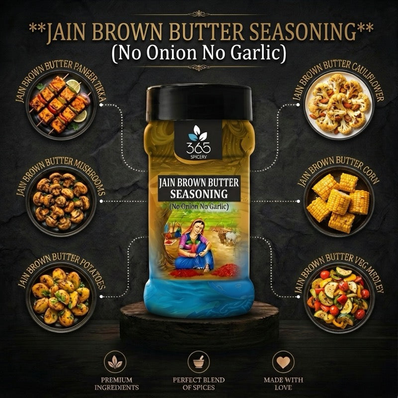 Jain Brown Butter Seasoning | No Onion No Garlic | Jain-Friendly | Natural Ingredients | For Fries | 365 Spicery