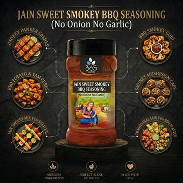 Jain Sweet Smokey BBQ Seasoning | No Onion No Garlic | Jain-Friendly | Vegan | Perfect for Grilling | 365 Spicery