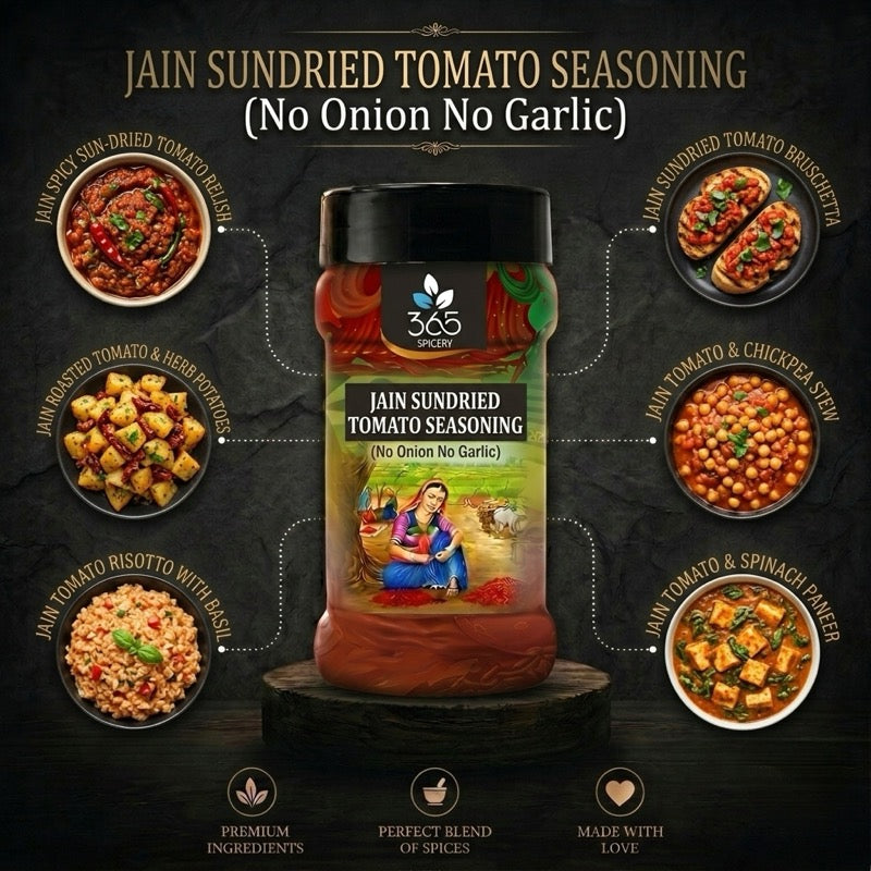 Jain Sundried Tomato Seasoning | No Onion No Garlic | Jain-Friendly | Natural Ingredients | Rich Taste | 365 Spicery