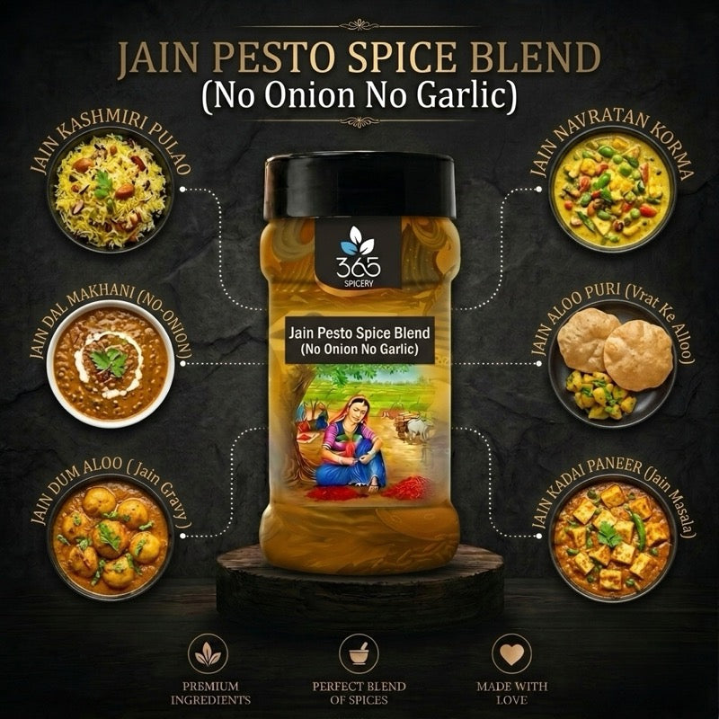 Jain Pesto Spice Blend | No Onion No Garlic | Jain-Friendly | Premium Quality | Fresh Herb Infusion | 365 Spicery
