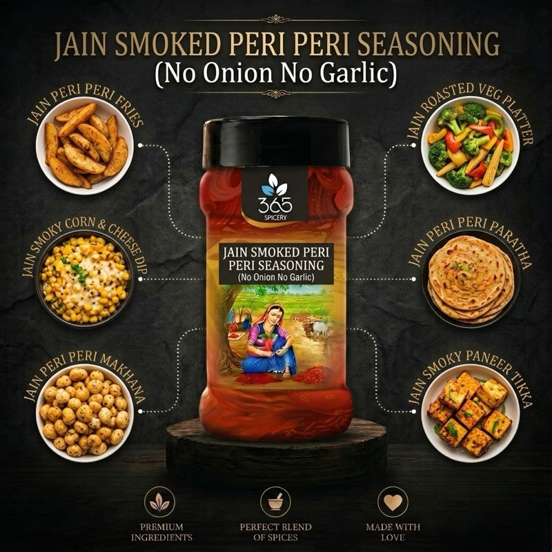 Jain Smoked Peri-peri Seasoning | No Onion No Garlic | Jain-Friendly | Gluten-Free | Bold Smoky Heat | 365 Spicery