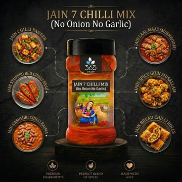 Jain 7 Chilli Mix | No Onion No Garlic | Jain-Friendly | Premium Quality | Intense Heat for Grills | 365 Spicery