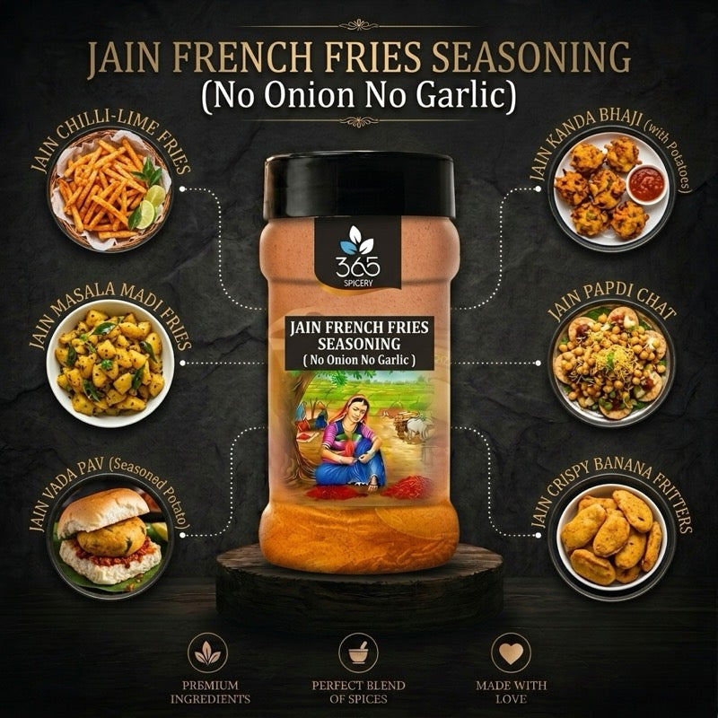 Jain French Fries Seasoning | No Onion No Garlic | Jain-Friendly | Gluten-Free | Perfect Snack Topping | 365 Spicery