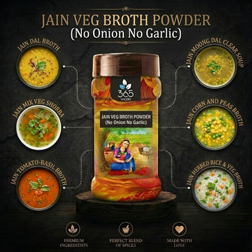 Jain Veg Broth Powder | No Onion No Garlic | Jain-Friendly | Gluten-Free | Natural Vegetable Base | 365 Spicery