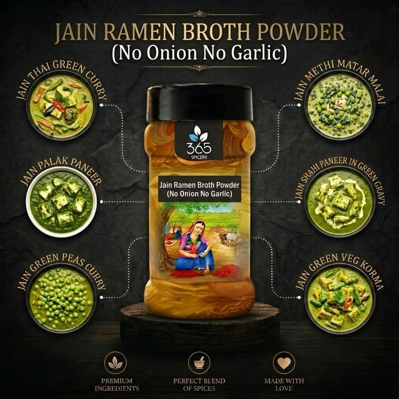 Jain Ramen Broth Powder | No Onion No Garlic | Jain-Friendly | Vegan | Authentic Umami Flavor | 365 Spicery