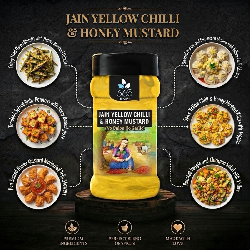 Yellow Chilli & Honey Mustard Sauce Powder Mix | No Onion No Garlic | Jain-Friendly | Gluten-Free | Premium Dip | 365 Spicery