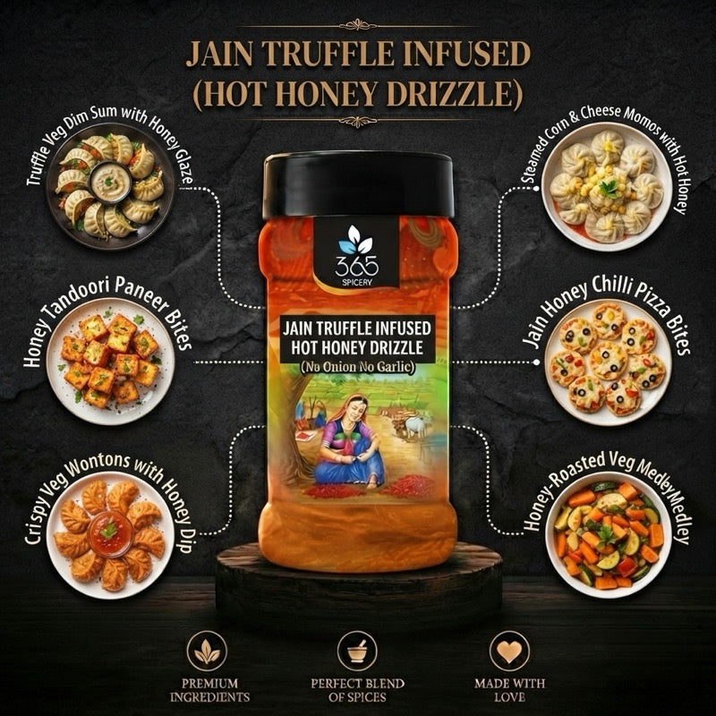 Truffle-Infused Hot Honey Drizzle Sauce Powder Mix | No Onion No Garlic | Jain-Friendly | Premium Quality | Vegan | 365 Spicery
