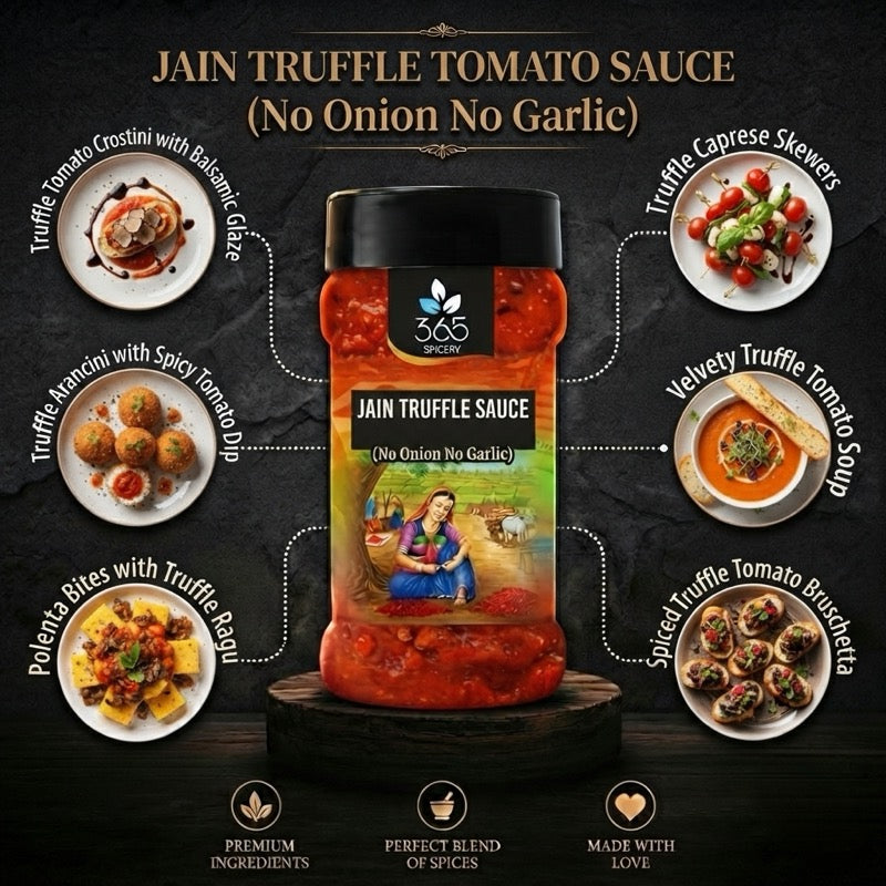 Truffle Tomato Sauce | No Onion No Garlic | Jain-Friendly | Rich Gravy Base | Natural Ingredients | 365 Spicery
