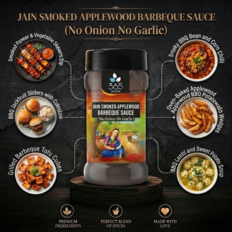 Smoked Applewood Barbeque Sauce Powder Mix | No Onion No Garlic | Jain-Friendly | Vegan | Natural Ingredients | 365 Spicery