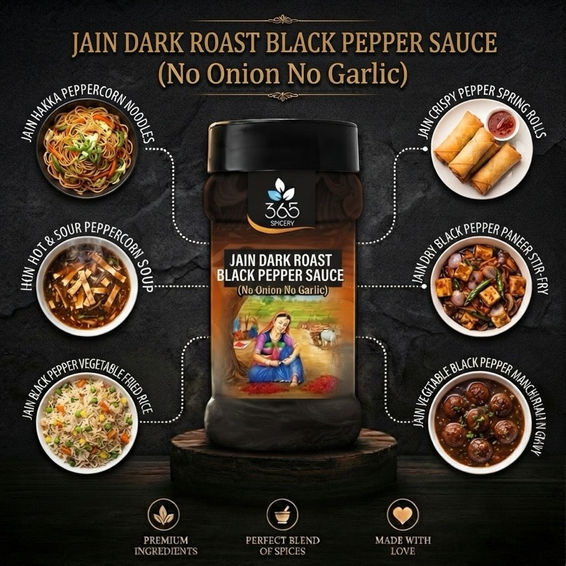 Dark Roast Black Pepper Sauce Powder Mix | Jain-Friendly No Onion No Garlic | Premium Quality | No MSG | 365 Spicery