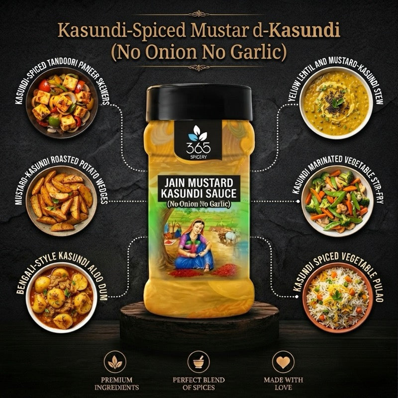 Mustard Kasundi Sauce Powder Mix | Jain-Friendly No Onion No Garlic | Natural Ingredients | No Artificial Colours | 365 Spicery