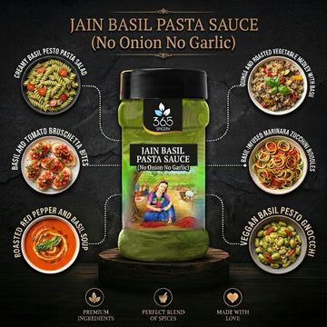 Basil Pasta Sauce | Jain-Friendly No Onion No Garlic | Vegan | Natural Ingredients | 365 Spicery