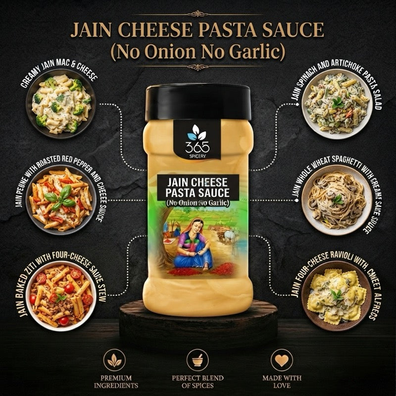Cheese Pasta Sauce | Jain-Friendly No Onion No Garlic | Premium Quality | No Artificial Flavours | 365 Spicery