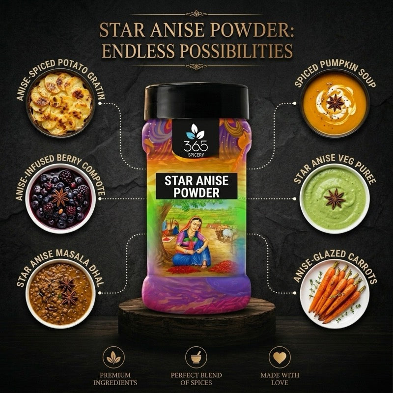 Star Anise Powder | Exotic Aromatic Spice | Premium Culinary Ingredient | Vegan | Natural | 365 Spicery