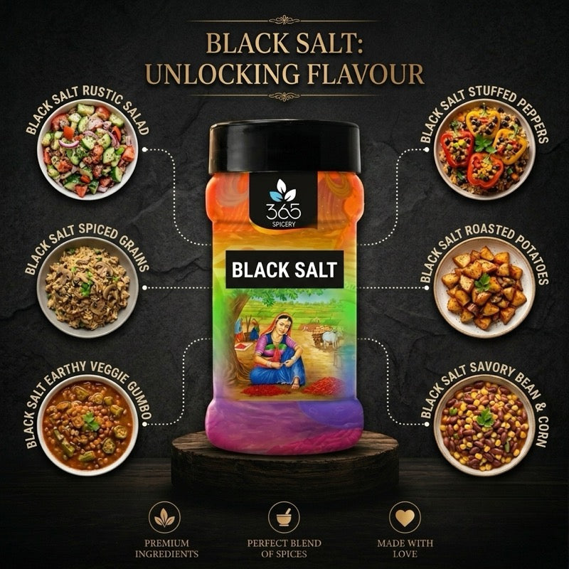 Black Salt | Traditional Sulphurous Seasoning | No Artificial Colours | 365 Spicery