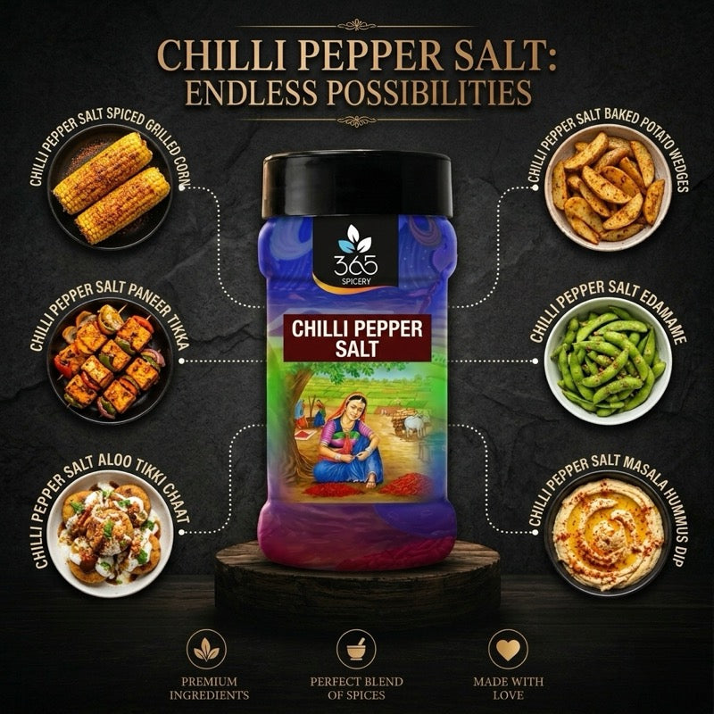 Chilli Pepper Salt | Balanced Spicy Seasoning | Natural Ingredients | Vegan | 365 Spicery