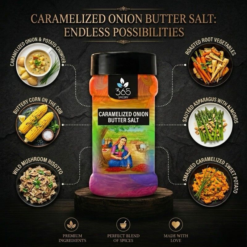 Caramelized Onion Butter Salt | Savoury Flavour Base | No Artificial Colours | 365 Spicery