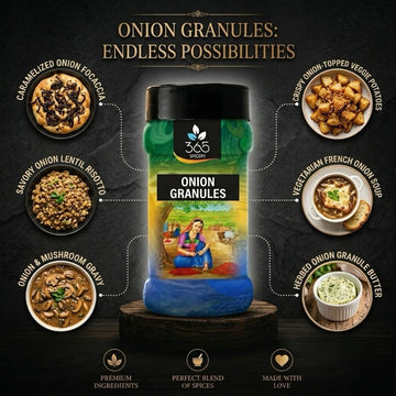 Onion Granules | Dehydrated Flavour Base for Soups & Stews | Vegan | Gluten-Free | No Preservatives | 365 Spicery