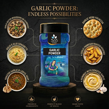Garlic Powder | Pure Dehydrated Culinary Essential | No MSG | No Artificial Colours | Ready-to-Cook | 365 Spicery