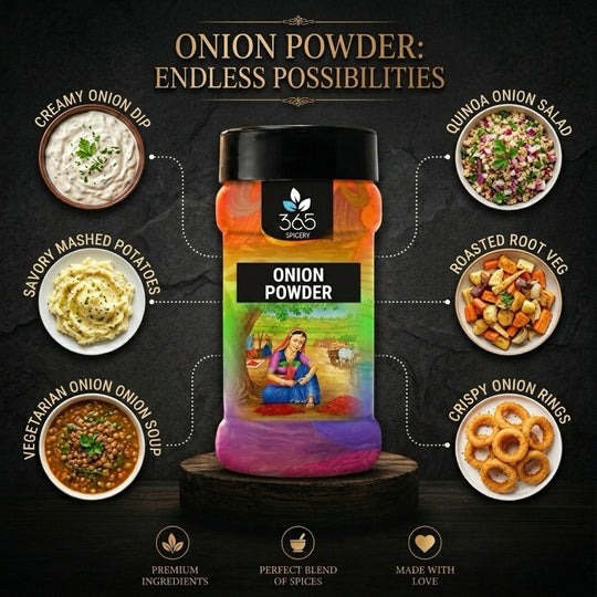 Onion Powder | Premium Dehydrated Spice for Instant Mixes | No Artificial Flavours | Made in India | 365 Spicery
