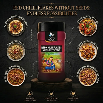 RED CHILLI FLAKES WITHOUT SEEDS | Pure Pungent Spice for Pizza & Pasta | Vegan | No Artificial Colours | Premium Quality | 365 Spicery