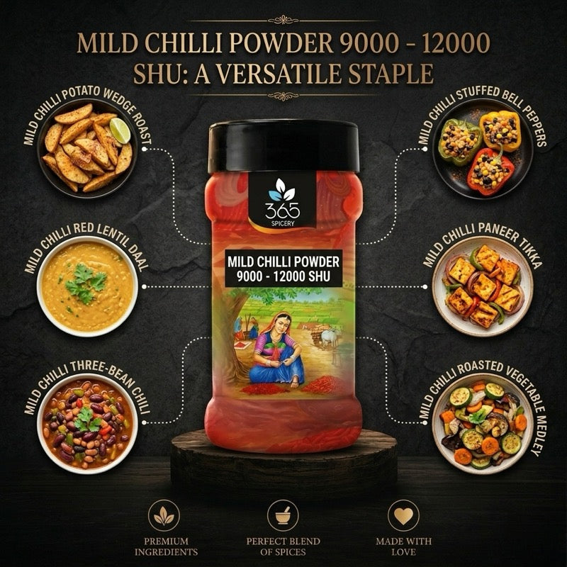 Mild Chilli Powder 9000 - 12000 SHU | Gentle Spice for Gravies | Natural Ingredients | 365 Spicery