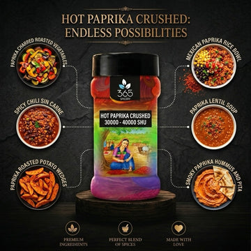 Hot Paprika Crushed 30000 - 40000 SHU | Fiery Texture for Dry Rubs | No MSG | 365 Spicery