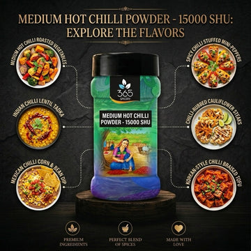 Medium Hot Chilli Powder -15000 SHU | Balanced Spice for Curries | Vegan | 365 Spicery