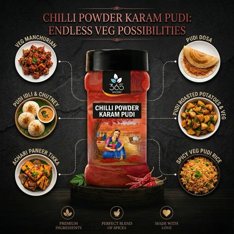 Chilli Powder Karam Pudi | Traditional Spice Blend for Gravies | Premium Quality | 365 Spicery