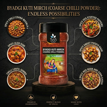 Byadgi Kuti Mirch | Coarse Texture for Vibrant Curries | Vegan | No Artificial Flavours | 365 Spicery