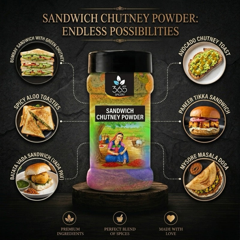 Sandwich Chutney Powder | Herb-Infused Spread for Snacks | No Artificial Colours | 365 Spicery