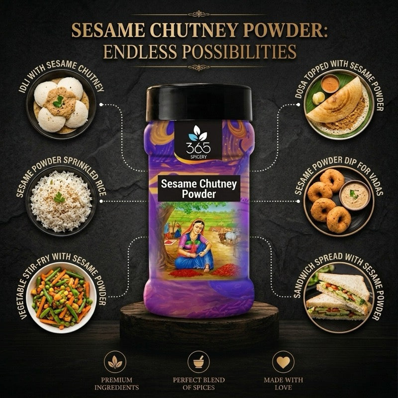 Sesame Chutney Powder | Nutty & Healthy Protein-Rich Dip | Gluten-Free | Vegan | 365 Spicery