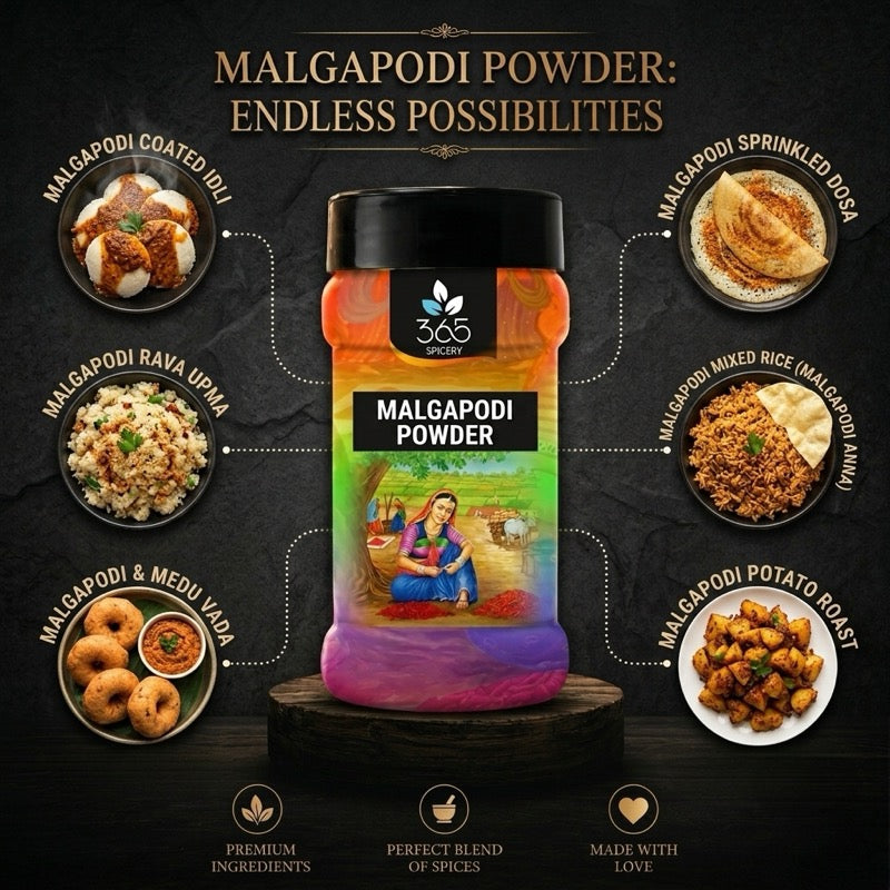 Malgapodi Powder | Authentic Idli Dosa Spice Mix | Gluten-Free | No Preservatives | 365 Spicery