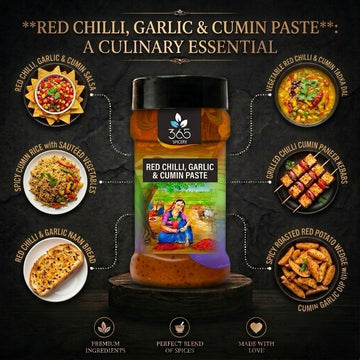 Red Chilli, Garlic & Cumin Paste | Bold Aromatic Blend | No Artificial Colours | Vegan | 365 Spicery