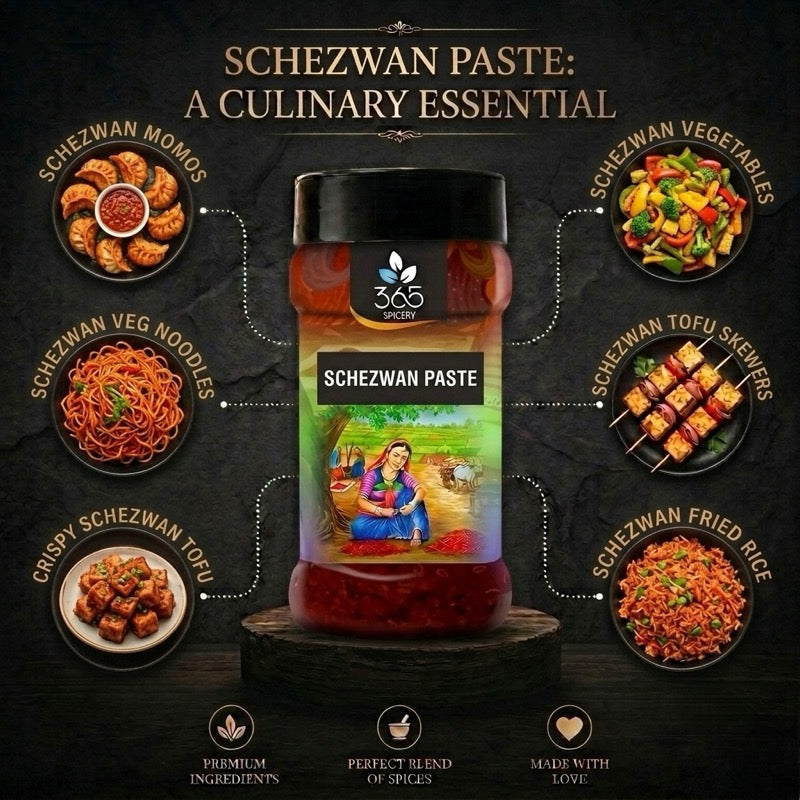 Schezwan Paste | Bold Spicy Indo-Chinese Base | No Artificial Colours | Vegan | Restaurant Quality | 365 Spicery